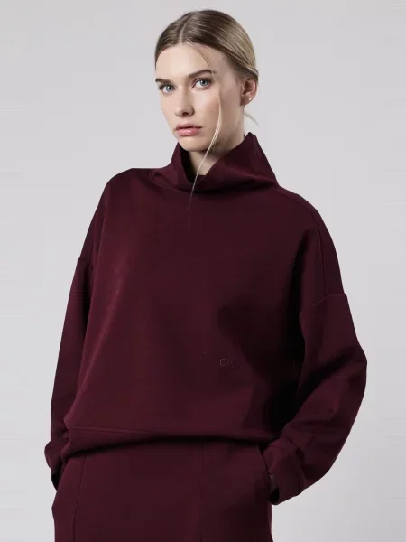 OWN Off With Nature Sweater majica Felpa Collo Alto Loose Fit in Interlock Burgundy bordo
