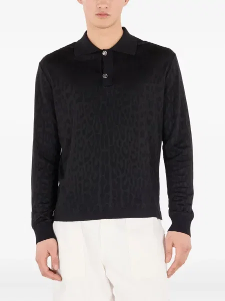 Polo Roberto Cavalli cu imagine cu model leopard negru