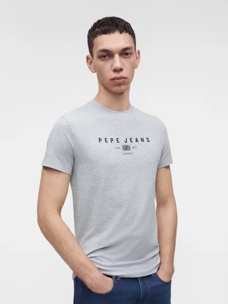 Pepe Jeans Marškinėliai nakties mėlyna / margai pilka