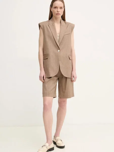 La Petite Française kamizelka z domieszką lnu VALMY jednorzędowa VALMY beżowy