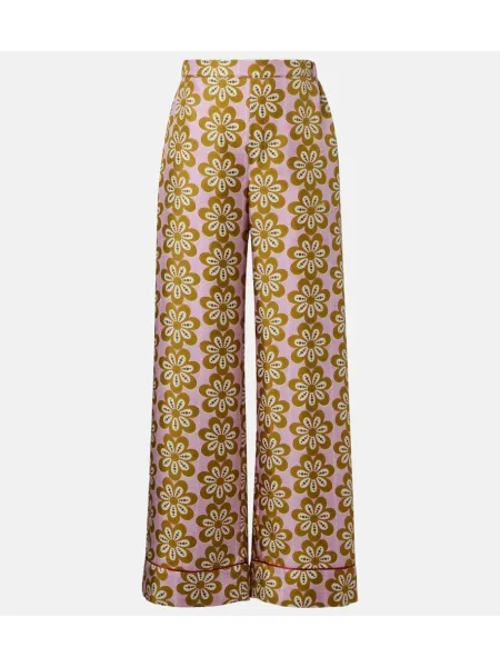 Pantaloni La Doublej de mătase cu model floral