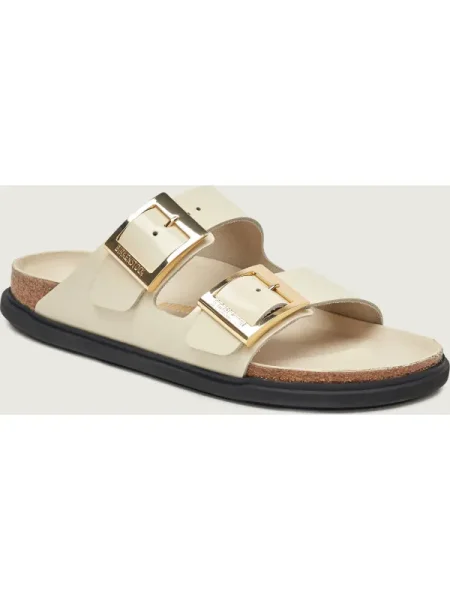Sneakers Birkenstock Arizona Droplet Buckle Natural Leather Patent High-Shine Ecru EUR 40