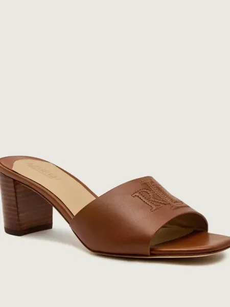 LAUREN RALPH LAUREN De piele șlapi cu gros EVERLEY maro