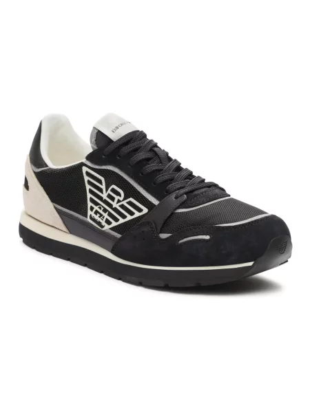 Sneakersy Emporio Armani skórzane niebieskie