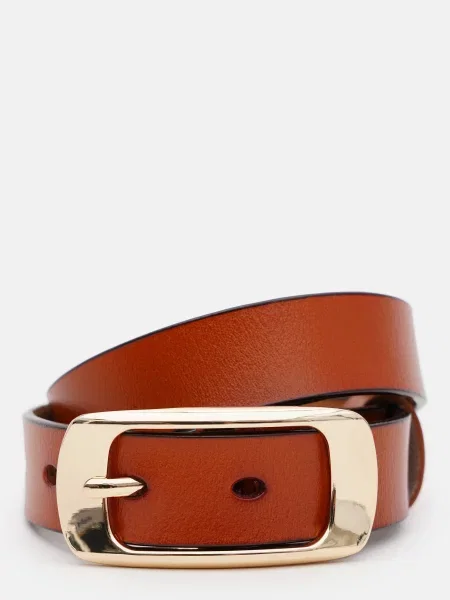 Кожаный ремень Borsa Leather с ремешками коричневый