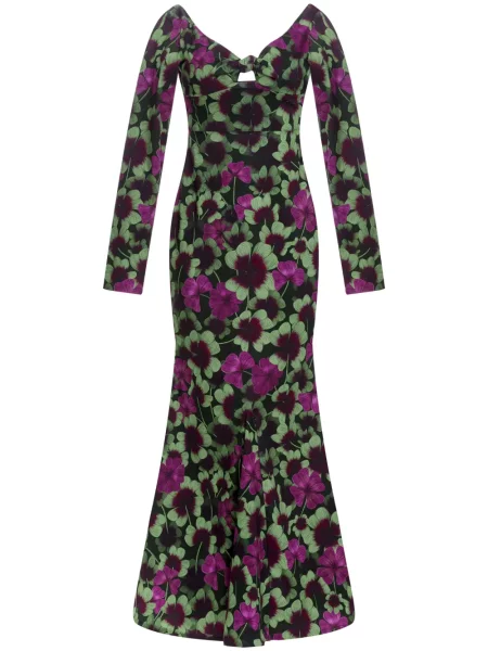 Rochie maxi Agua By Agua Bendita cu model floral cu imagine de costum negru