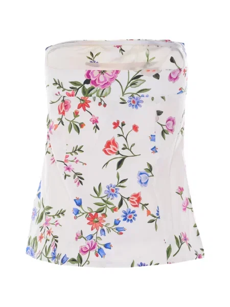 Top Liu Jo cu model floral cu imagine fără bretele alb