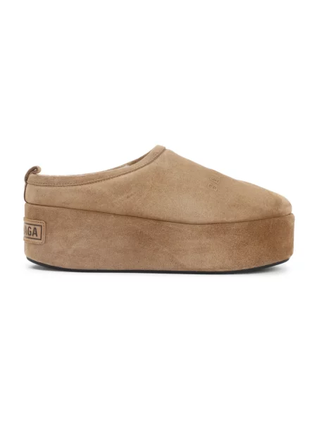 Klapki Balenciaga na platformie brązowe