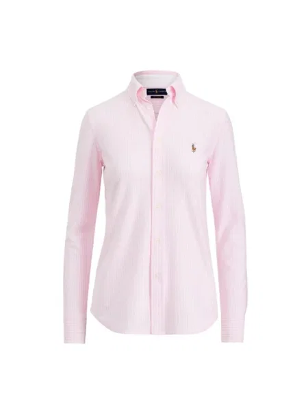 Koszula Polo Ralph Lauren z twillu w paski z paskiem różowa