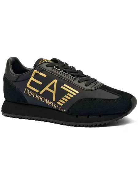 Topánky Emporio Armani Runner Trainers Triple Black/Gold čierna