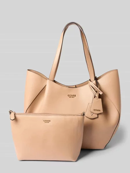 Torba typu tote z skóropodobny model Amorette' Guess beżowa