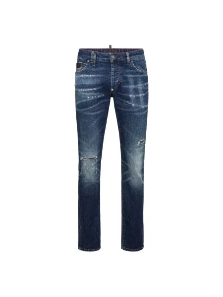Jeansy straight leg Philipp Plein niebieskie