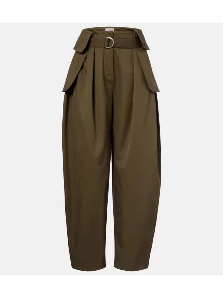 Pantaloni Loewe de mătase verde