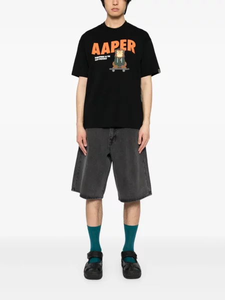 Pantaloni scurți din denim Aape By A Bathing Ape negru