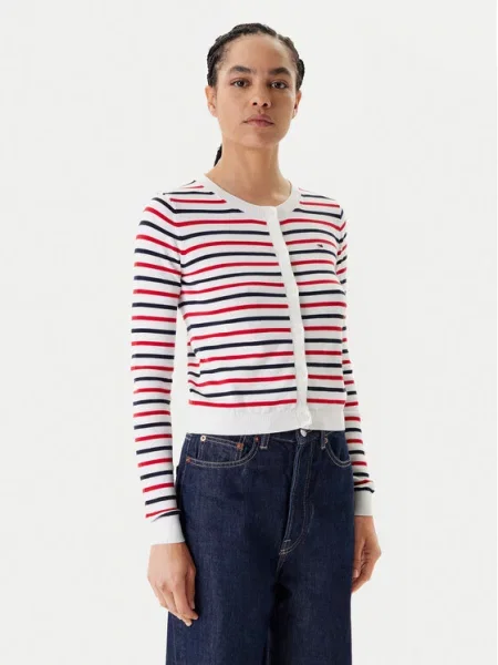 Tommy Jeans Kardigan Essential Barevná bílý