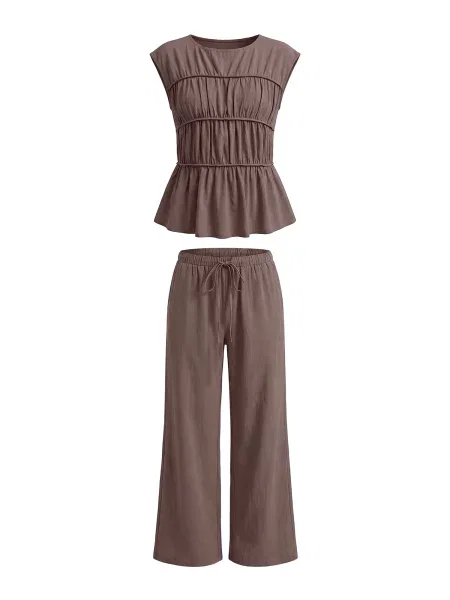 Imily Bela Costum cu pantaloni maro