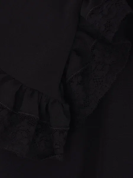 Top Chloé cu volane din dantelă negru