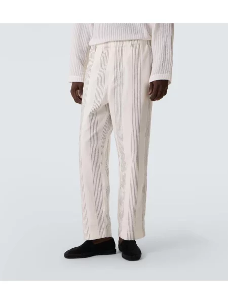 Pantaloni Commas cu dungi alb