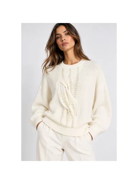 Sweter Twinset wełniany biały