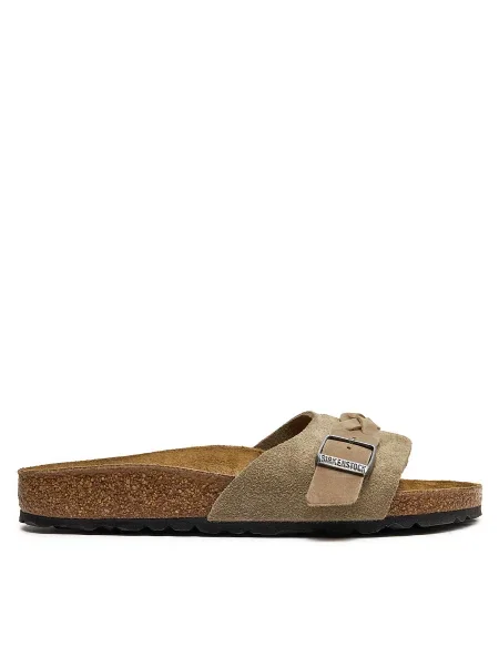 Șlapi Birkenstock din piele maro