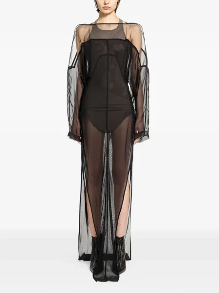 Maxi rochie maxi Rick Owens cu decolteu barcă de costum negru