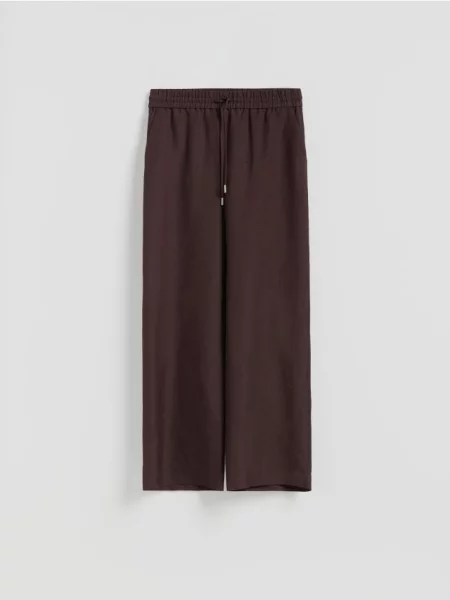 Reserved Pantaloni lejeri din in maro-închis maro