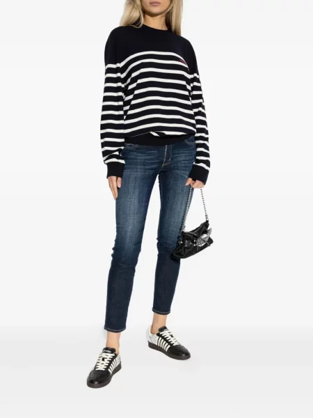 Pulover Dsquared2 de lână cu dungi albastru