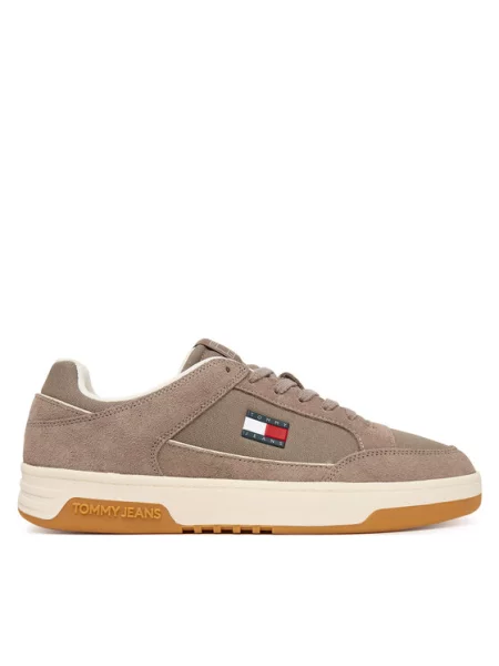 Tommy Jeans Сникърси Canvas Leather Cupsole Trainers кафяв