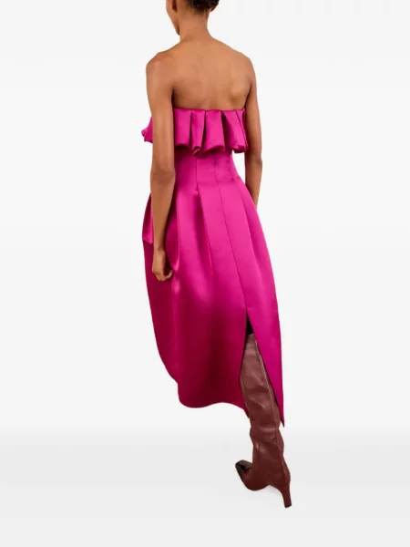 Rochie midi Ulla Johnson cu volane fără bretele roz