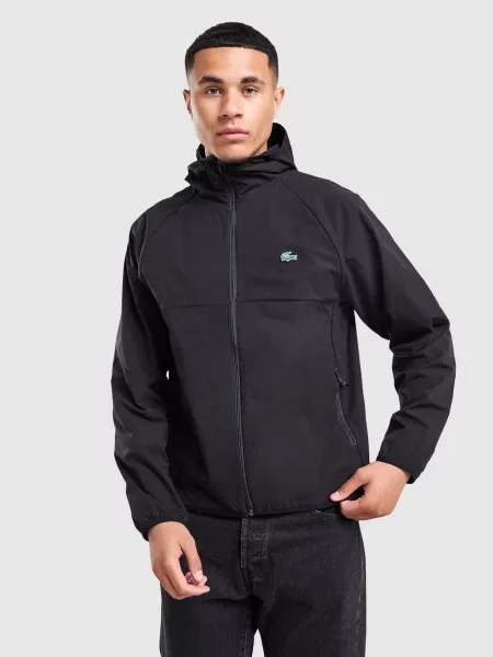 Lacoste Bluza Rozpinana Z Kapturem Woven czarna