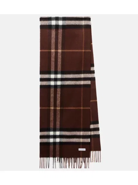 Fular Burberry din cașmir în carouri maro