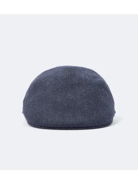 Căciulă Borsalino de lână fără toc cu model herringbone albastru