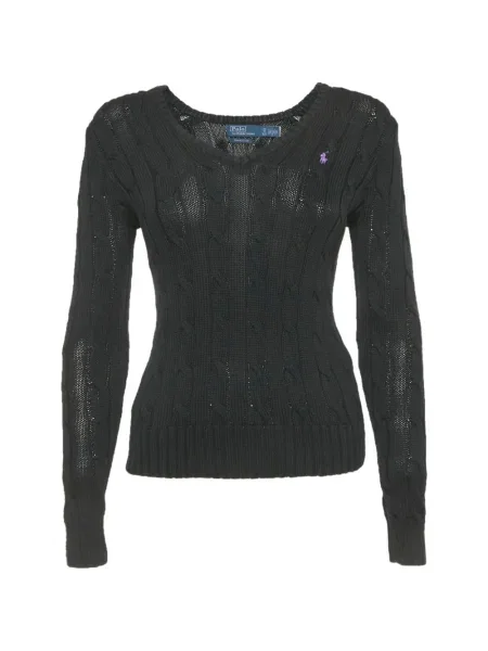 Pulover Polo Ralph Lauren tricotate cu decolteu în V negru