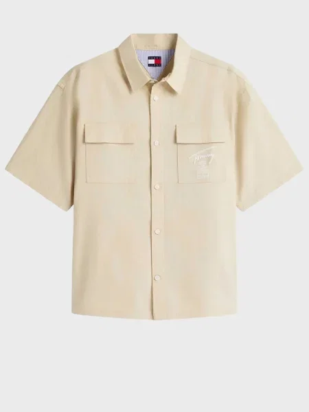 Джинсовая рубашка Tommy Jeans бежевая