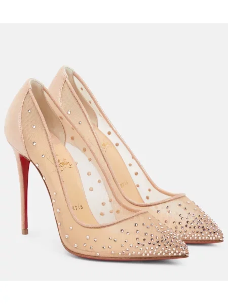 Мрежести полуотворени обувки Christian Louboutin бежово