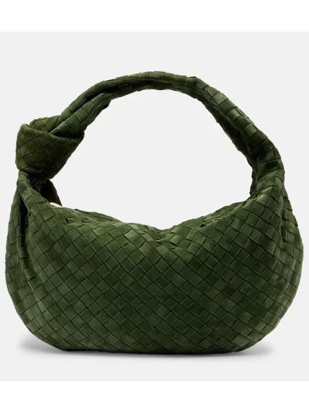 Geantă Bottega Veneta din piele de căprioară verde