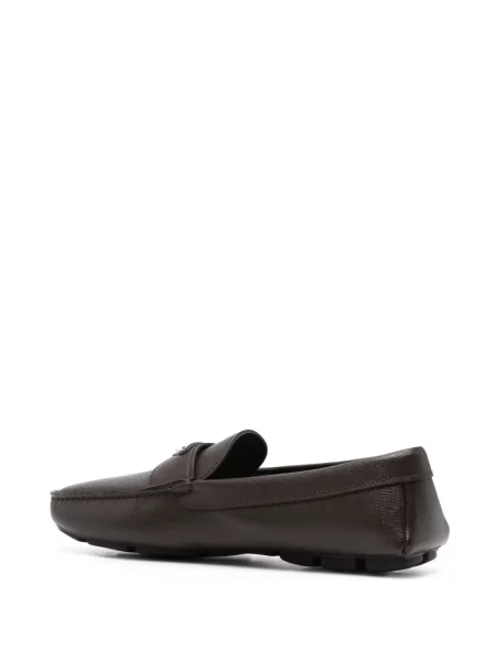 Pantofi loafer Prada cu autograf maro