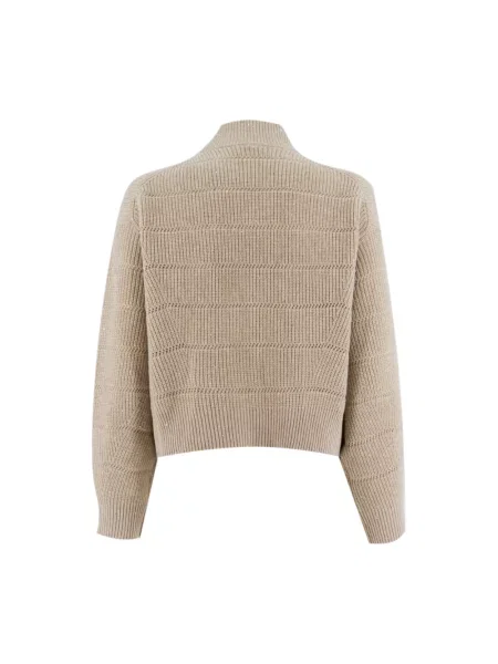 Sweter z golfem Brunello Cucinelli wełniany beżowy