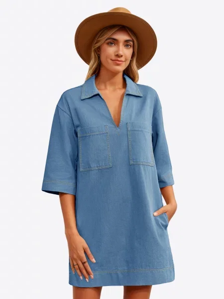 Imily Bela Rochie denim albastru