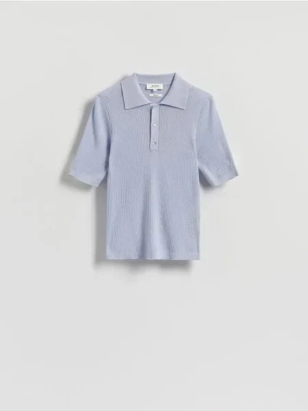 Reserved Vlnený sveter s krátkymi rukávmi svetlomodrá