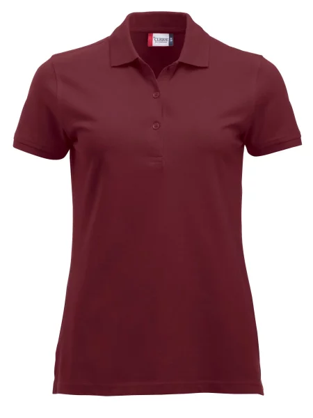 Clique Classic Marion S/S polo z bawełny nowoczesny krój – burgundy czerwona