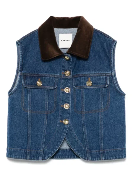 Kamizelka jeansowa Sandro niebieska