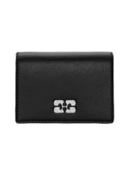 GANNI portfel Flap Card Holder Strass czarny