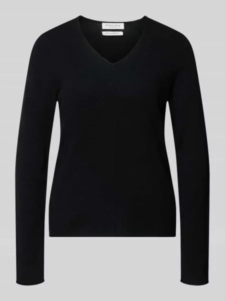 Sweter z dzianiny z kaszmiru z dekoltem w serek Christian Berg Woman czarny