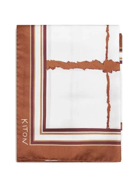 Svileni grafički šal Kiton s printom bijela