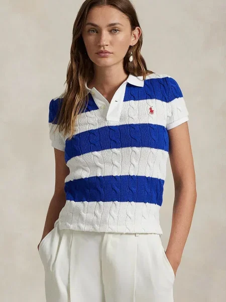 Koszulka polo o kroju slim fit z efektem dzianiny Ralph Lauren białe
