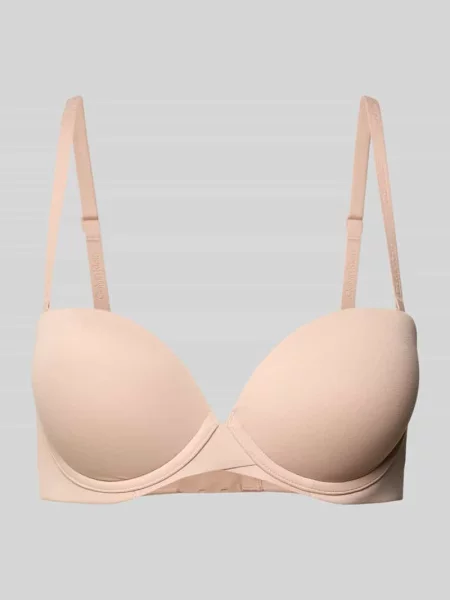 Biustonosz push up z detalami z logo model ‘PERFECT FIT’ Calvin Klein Underwear beżowy