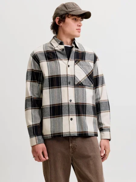 Сорочка в клітинку JACK & JONES JACKSON OVERSHIRT LS чорний/бежевий чорна