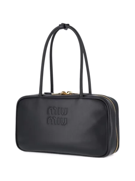 Top Miu Miu din piele negru