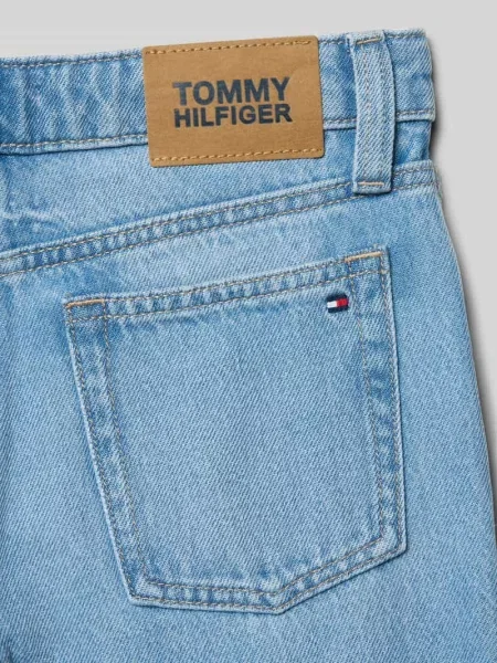 Jeansy z szerokimi nogawkami z czystej bawełny Tommy Hilfiger Teens niebieskie